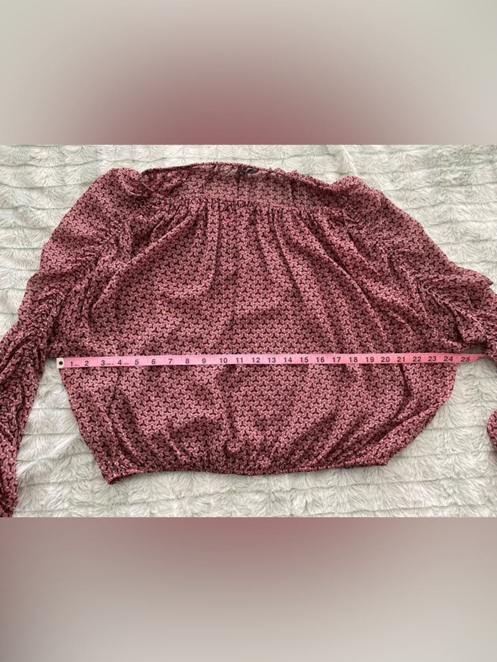 Octavia Pink Geometric Print Long-Sleeve Blouse — Small - Picture 5 of 7